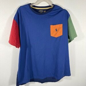 Polo Ralph Lauren‎ Men Colorblock TShirt Orange Pocket Classic Fit Large